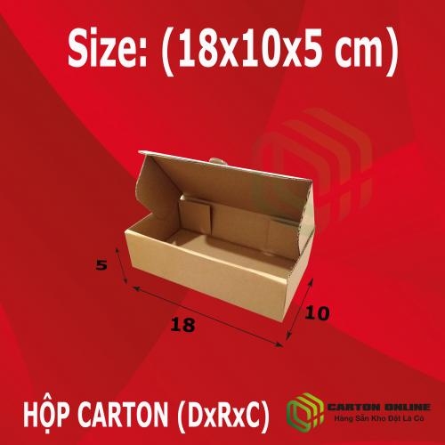 Thùng Carton 18x10x5 - Hộp pizza nắp cài